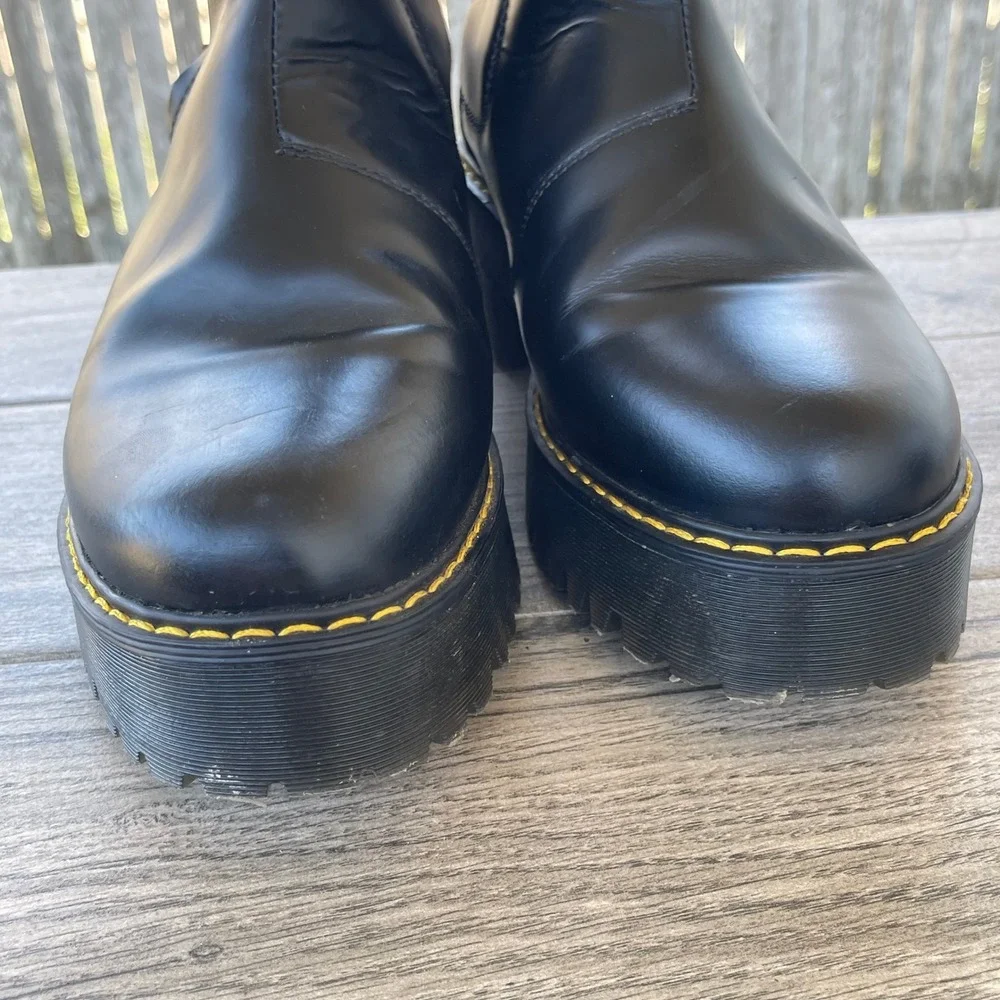 Dr.‎ Martens Rometty II Boots Women 11 Black Leather Chunky Platform Zip Goth